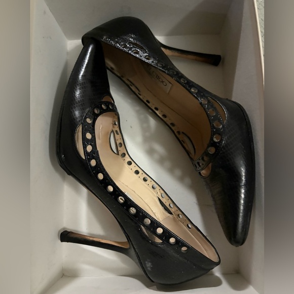 Erin Black Jimmy Choo Black Leather Women's Shoes - Picture 5 of 5